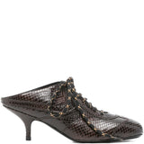 Mules in pelle effetto serpente con lacci in marrone Dries van noten - donna 