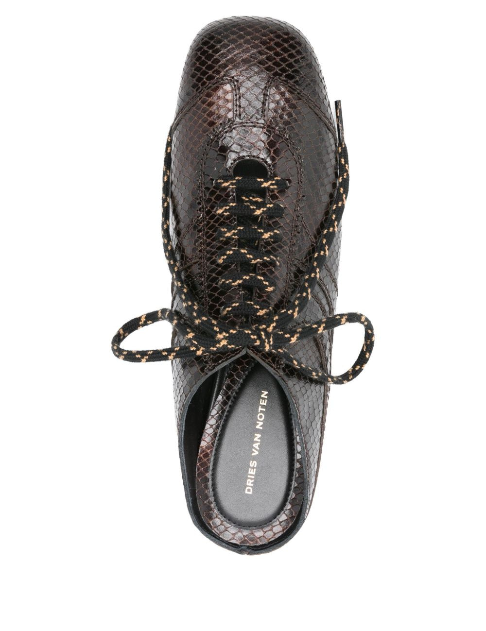Mules in pelle effetto serpente con lacci in marrone Dries van noten - donna 