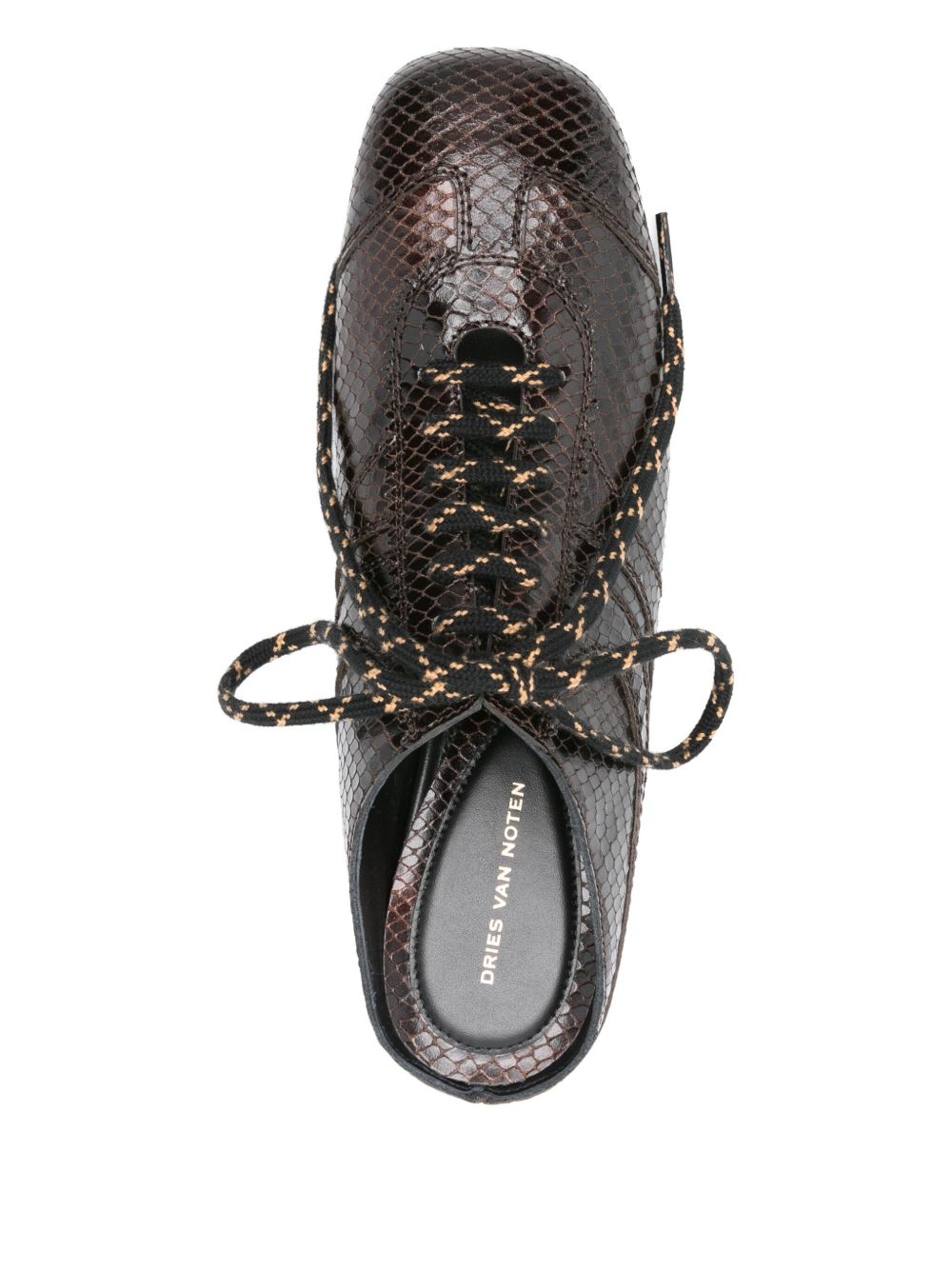 Mules in pelle effetto serpente con lacci in marrone Dries van noten - donna 