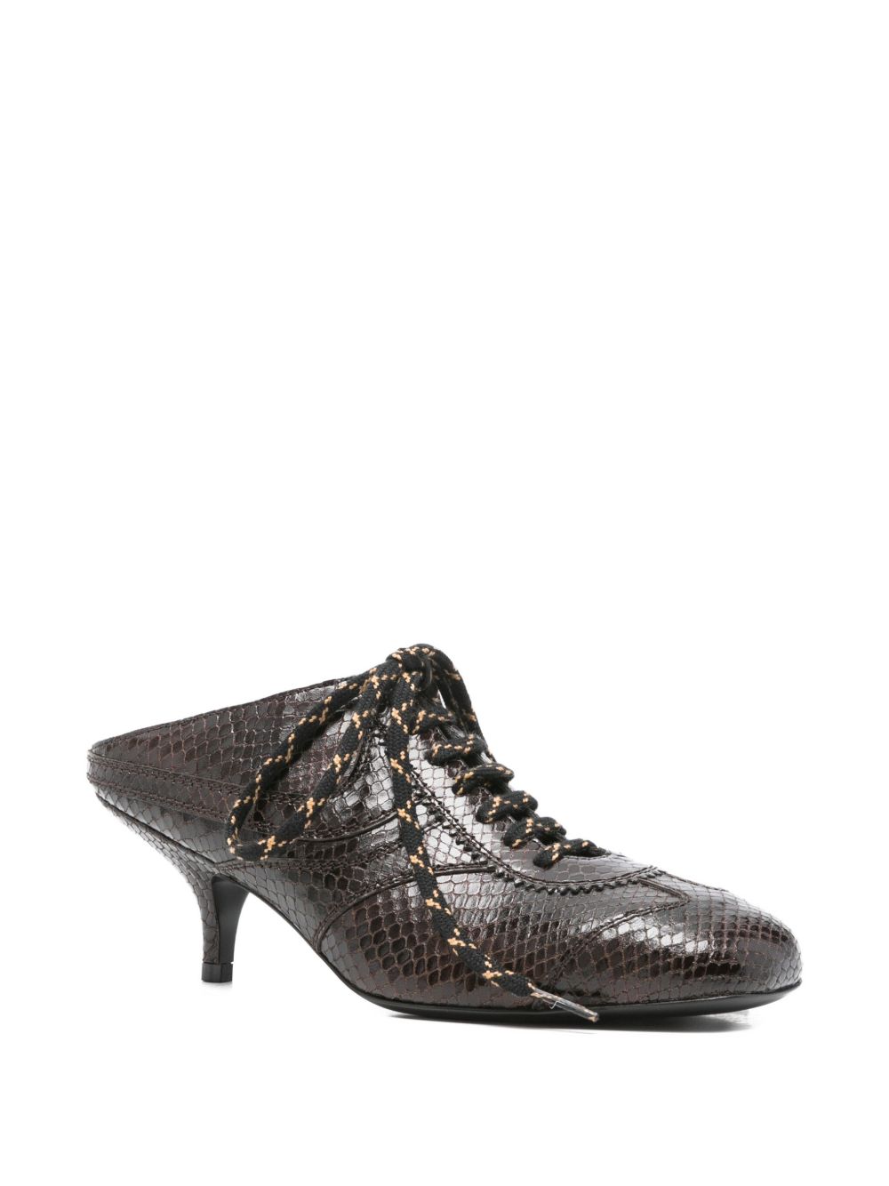 Mules in pelle effetto serpente con lacci in marrone Dries van noten - donna 