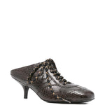 Mules in pelle effetto serpente con lacci in marrone Dries van noten - donna 