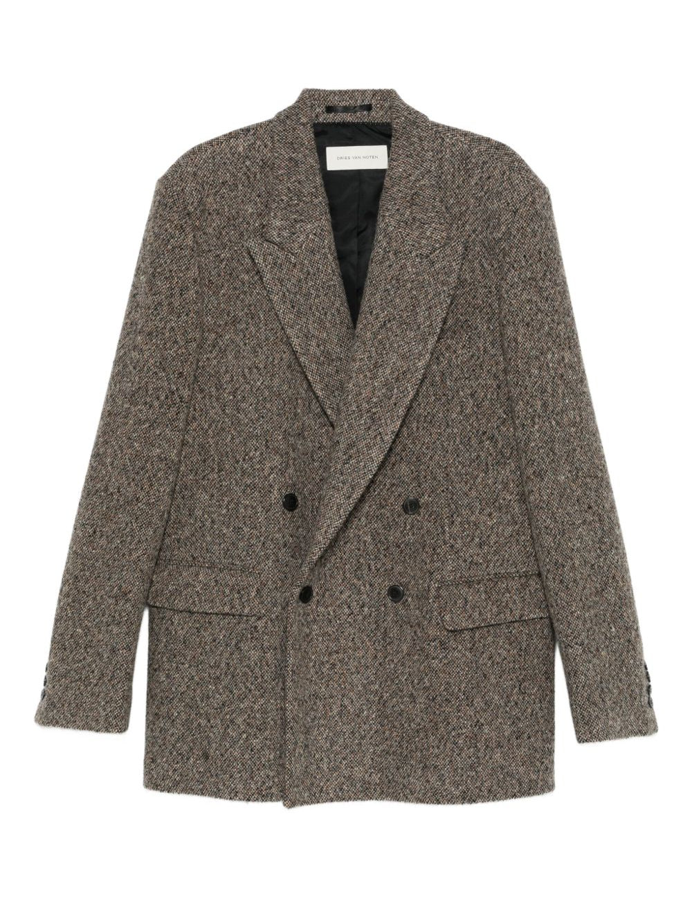 Blazer oversize in tweed di misto lana rodgers in marrone Dries van noten - uomo 