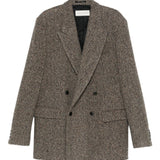 Blazer oversize in tweed di misto lana rodgers in marrone Dries van noten - uomo 
