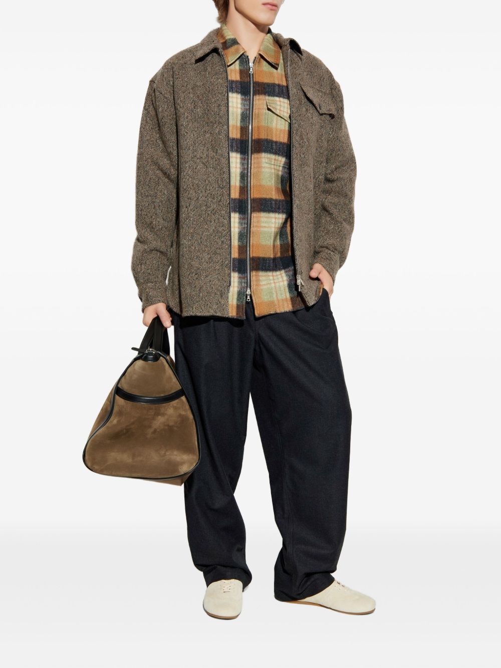 Camicia a quadri con zip in multicolore Dries van noten - uomo 