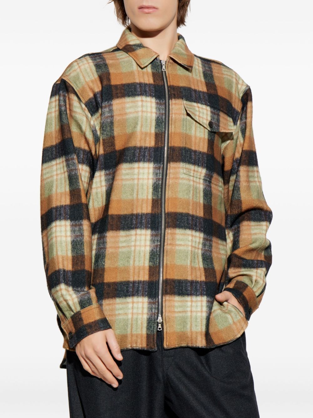 Camicia a quadri con zip in multicolore Dries van noten - uomo 