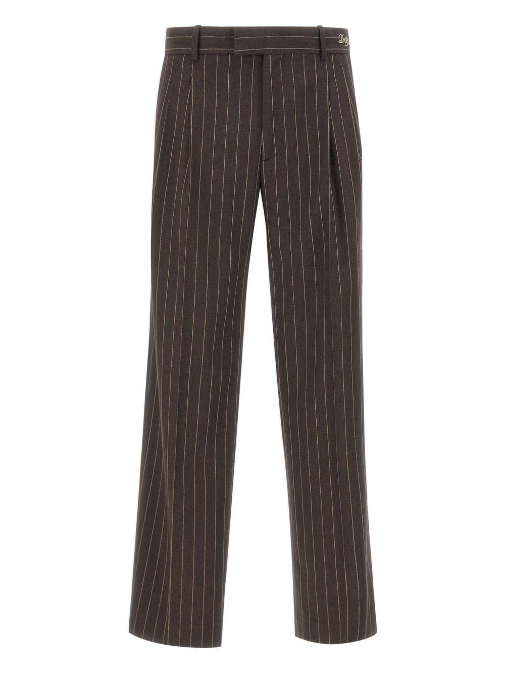 Pantaloni gessati con pieghe in marrone Drôle De Monsieur - donna 