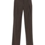 Pantaloni gessati con pieghe in marrone Drôle De Monsieur - donna 