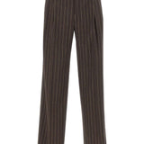 Pantaloni gessati con pieghe in marrone Drôle De Monsieur - donna 