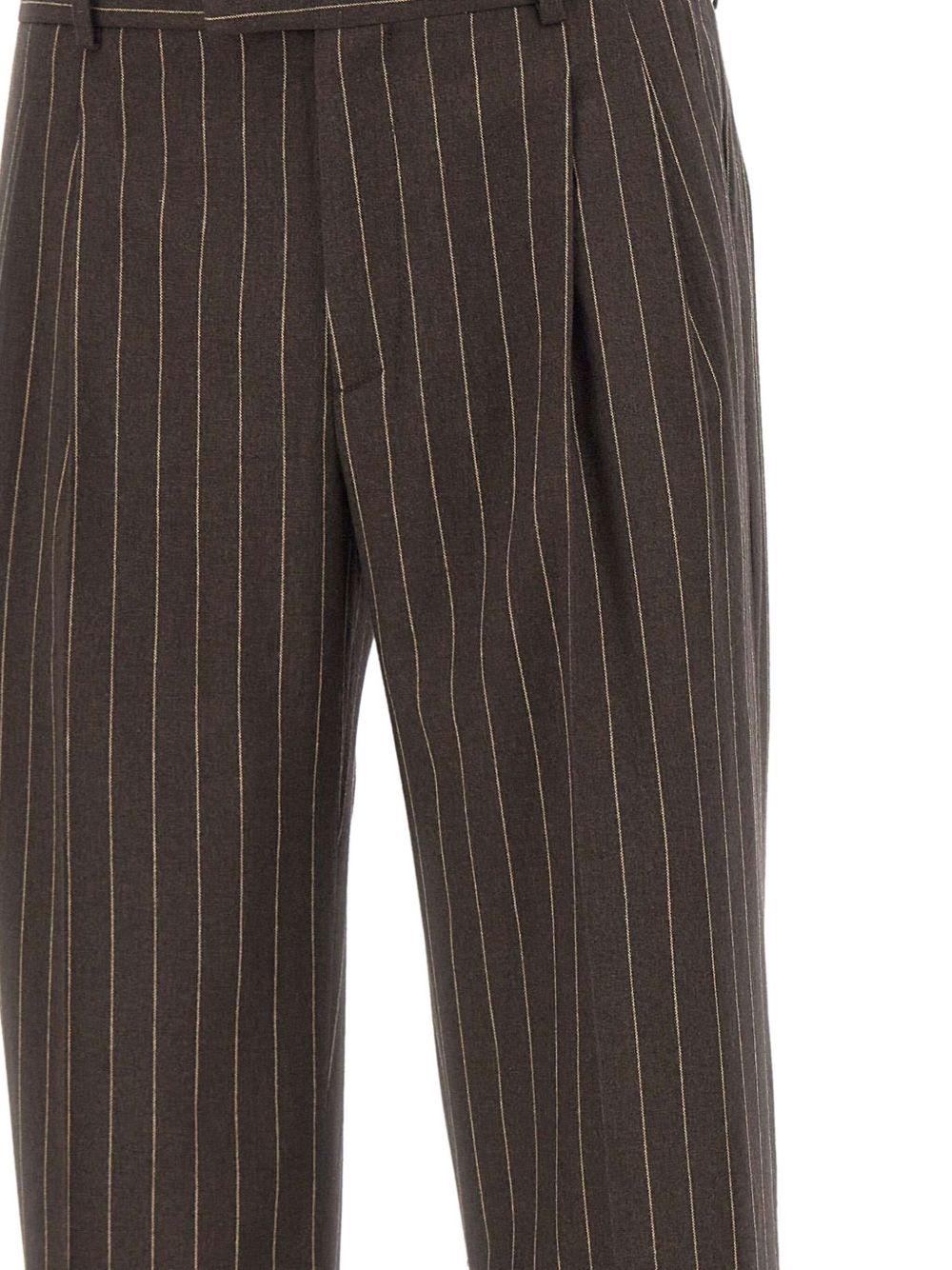 Pantaloni gessati con pieghe in marrone Drôle De Monsieur - donna 