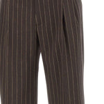 Pantaloni gessati con pieghe in marrone Drôle De Monsieur - donna 