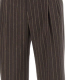 Pantaloni gessati con pieghe in marrone Drôle De Monsieur - donna 