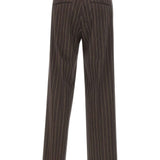 Pantaloni gessati con pieghe in marrone Drôle De Monsieur - donna 