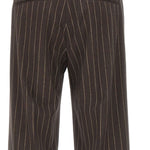 Pantaloni gessati con pieghe in marrone Drôle De Monsieur - donna 