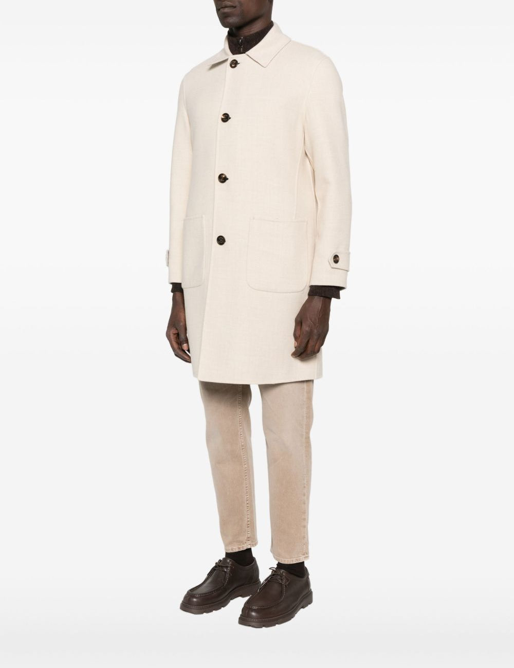 Cappotto monopetto con tasche a toppa in beige Eleventy - uomo 