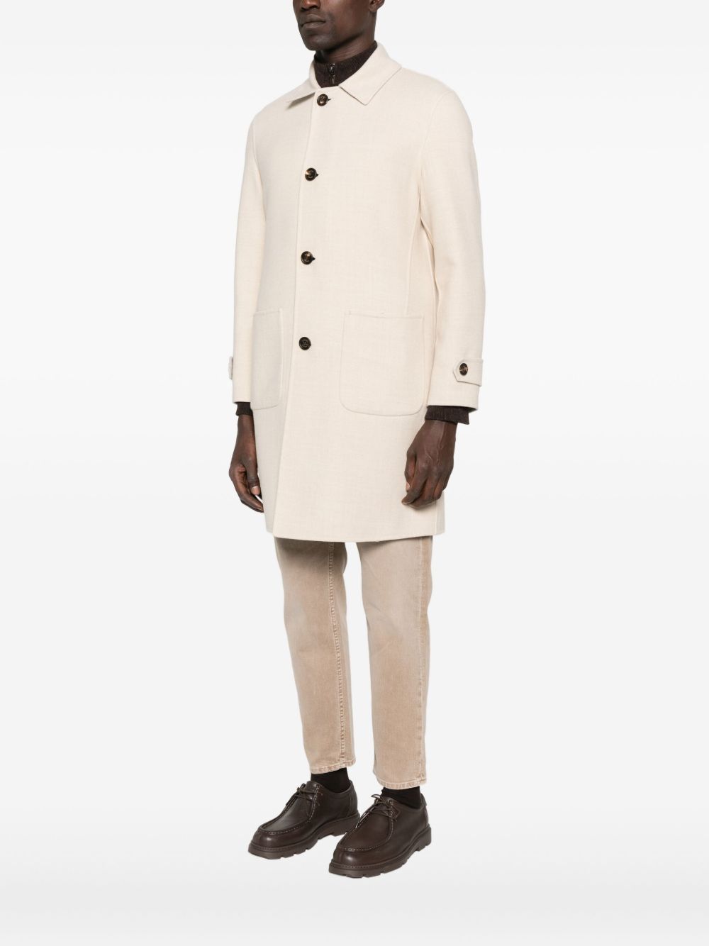 Cappotto monopetto con tasche a toppa in beige Eleventy - uomo 