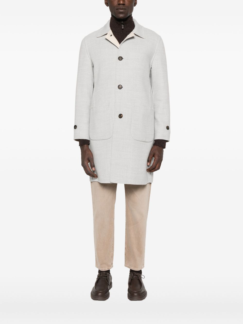 Cappotto monopetto con tasche a toppa in beige Eleventy - uomo 