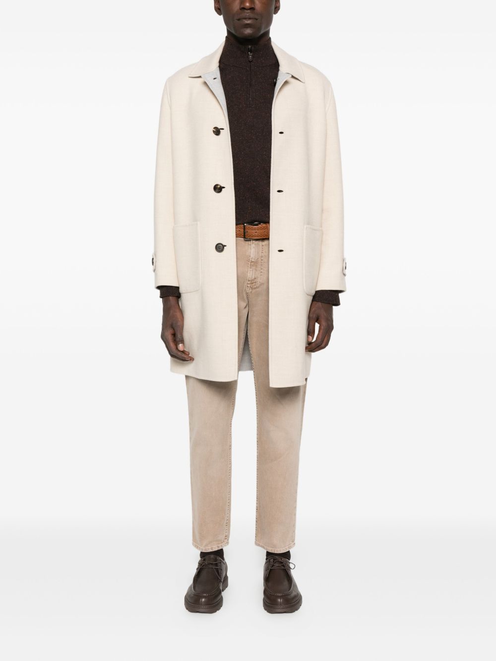 Cappotto monopetto con tasche a toppa in beige Eleventy - uomo 