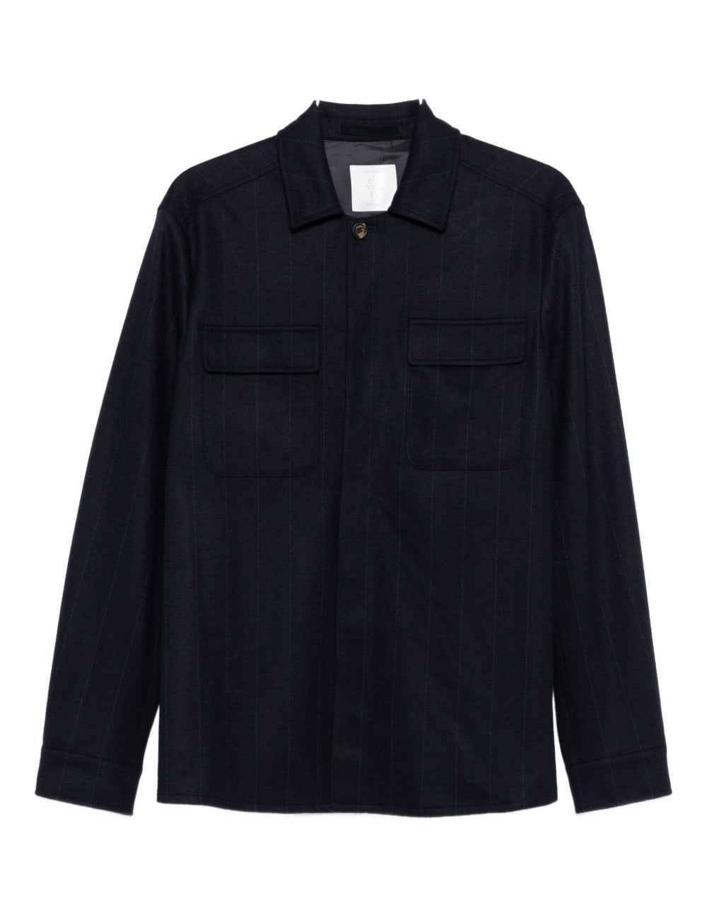 Giacca-camicia gessata in blu Eleventy - uomo 