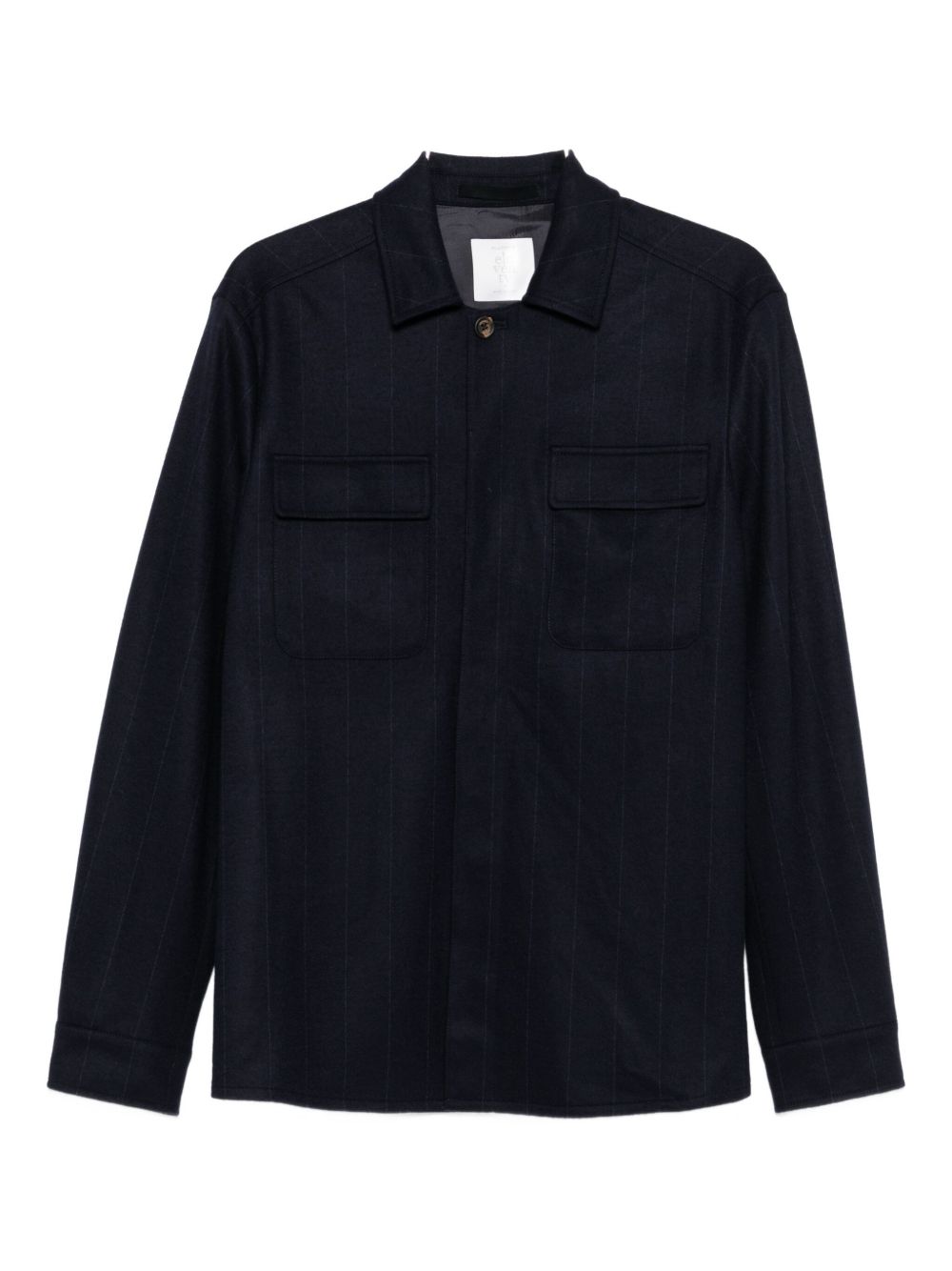 Giacca-camicia gessata in blu Eleventy - uomo 