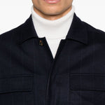 Giacca-camicia gessata in blu Eleventy - uomo 
