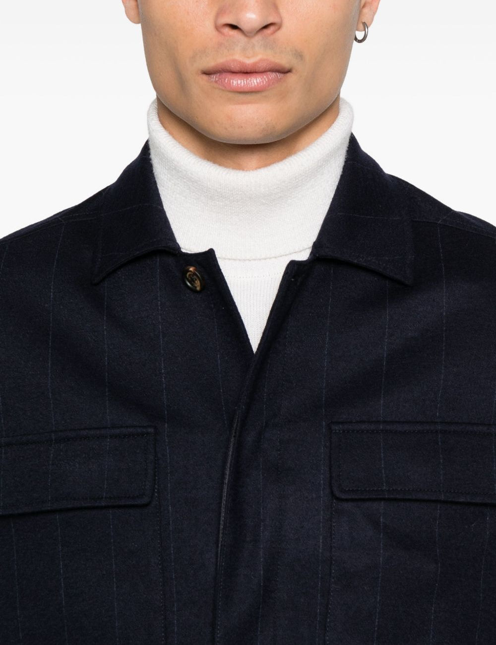 Giacca-camicia gessata in blu Eleventy - uomo 