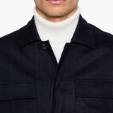 Giacca-camicia gessata in blu Eleventy - uomo 