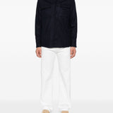 Giacca-camicia gessata in blu Eleventy - uomo 
