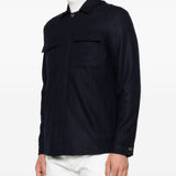 Giacca-camicia gessata in blu Eleventy - uomo 