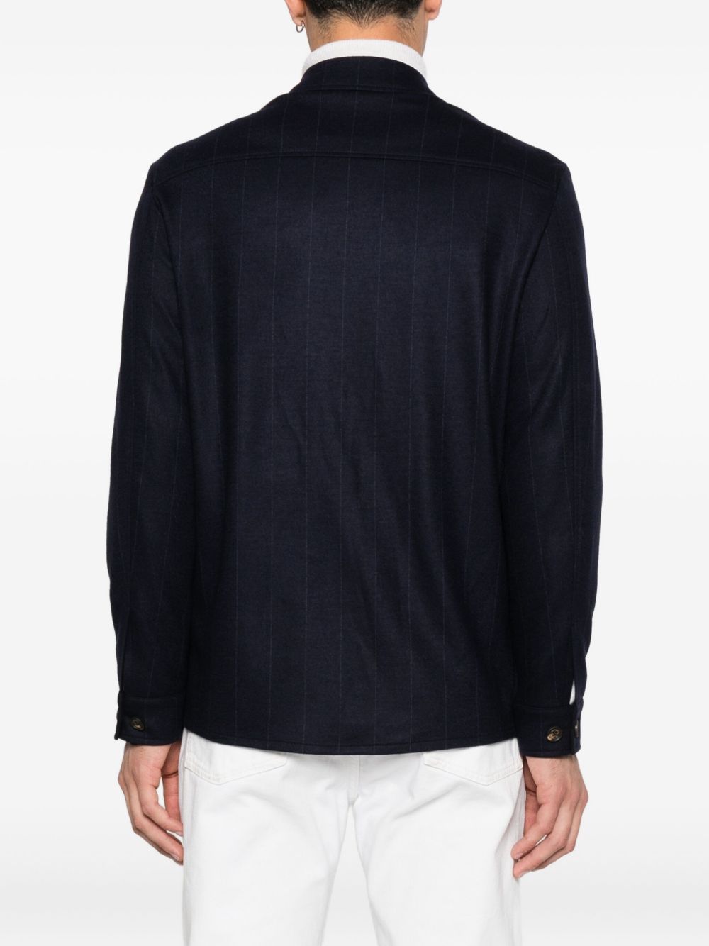 Giacca-camicia gessata in blu Eleventy - uomo 