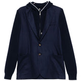 Giacca con cappuccio a costine in blu Eleventy - uomo 