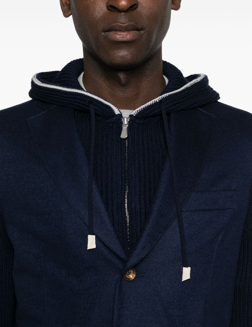 Giacca con cappuccio a costine in blu Eleventy - uomo 