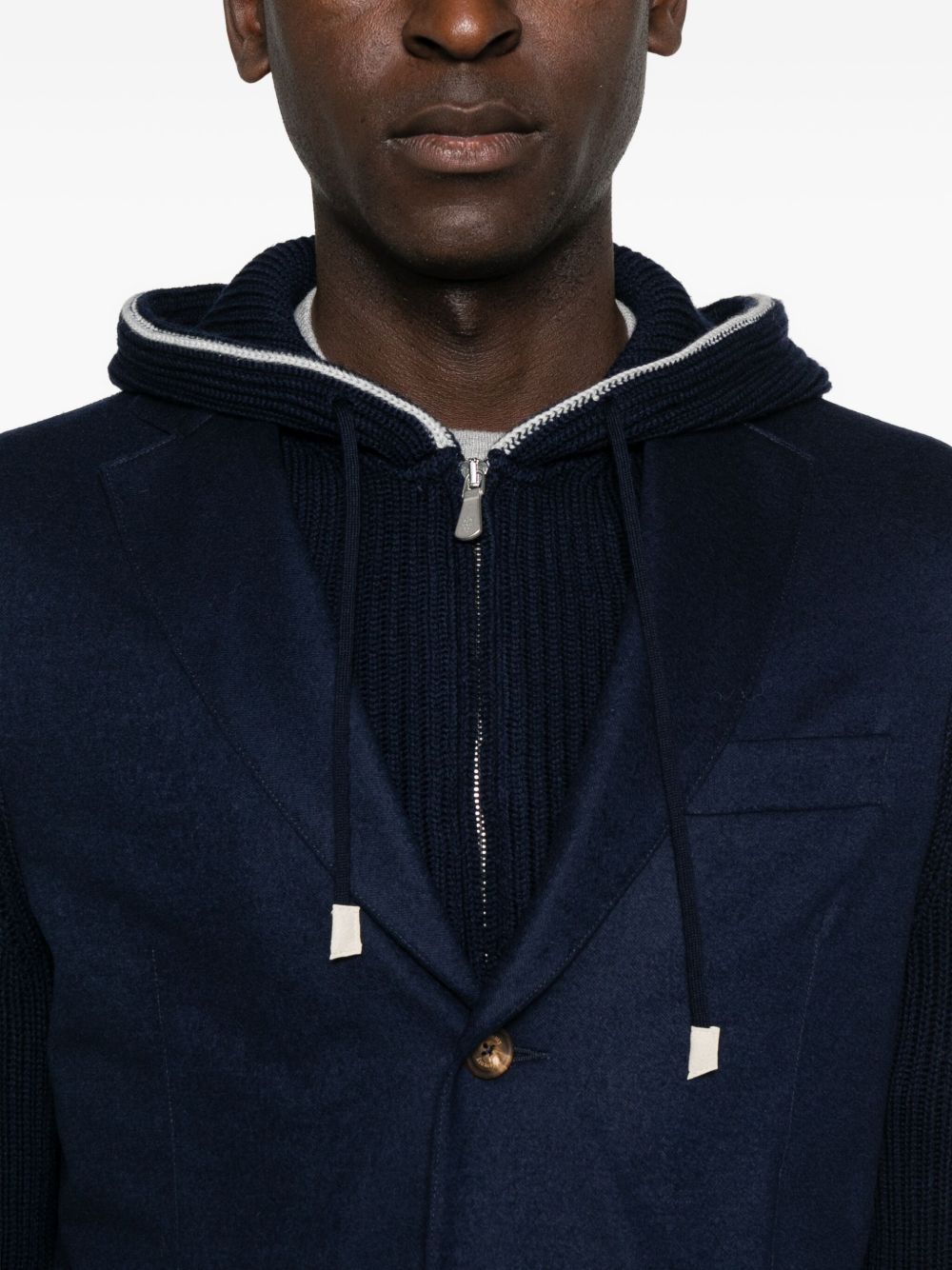 Giacca con cappuccio a costine in blu Eleventy - uomo 
