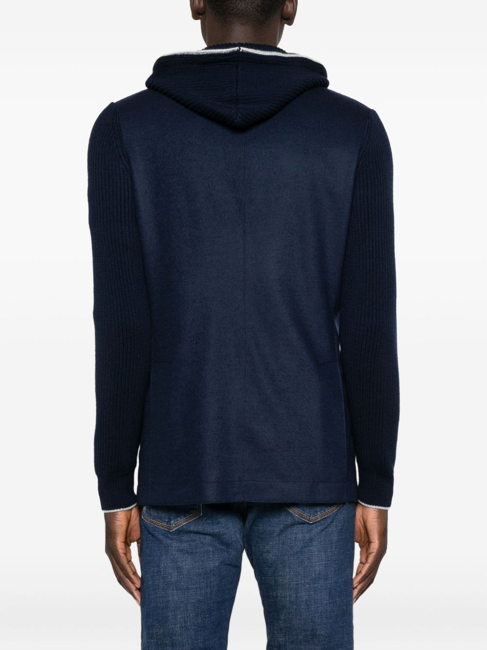 Giacca con cappuccio a costine in blu Eleventy - uomo 