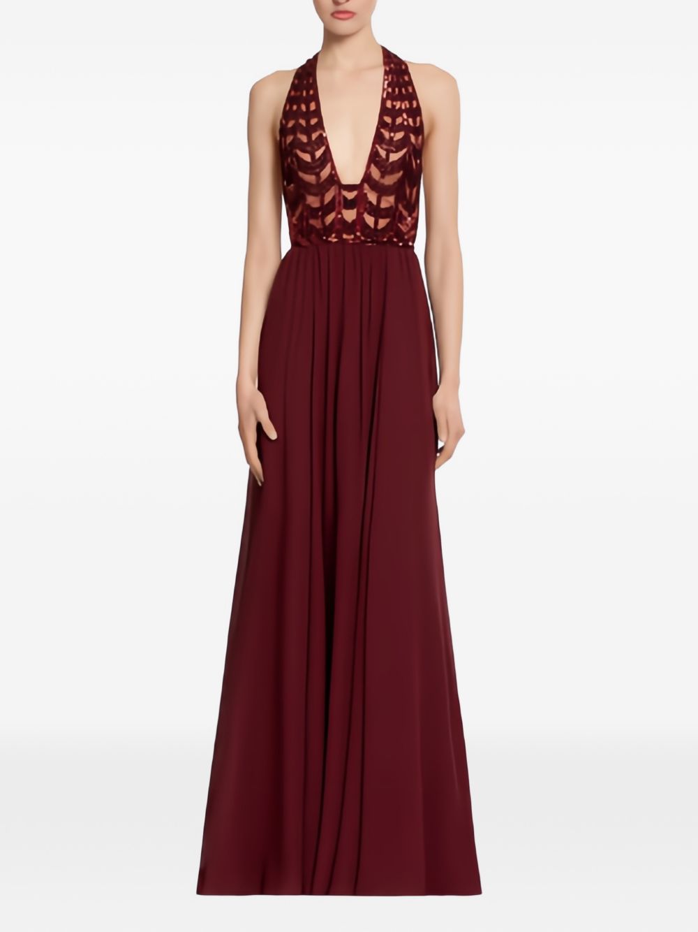 Abito maxi con perline in bordeaux Elie saab - donna 