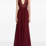 Abito maxi con perline in bordeaux Elie saab - donna 