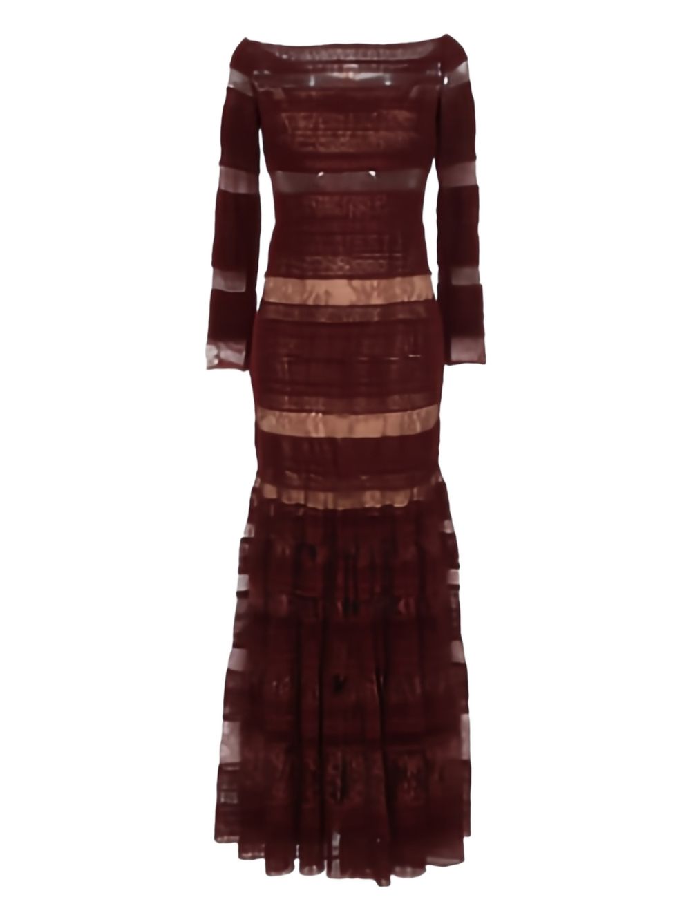Abito in pizzo con maniche lunghe e spalle scoperte in bordeaux Elie saab - donna 
