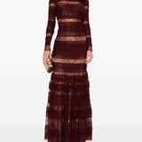 Abito in pizzo con maniche lunghe e spalle scoperte in bordeaux Elie saab - donna 