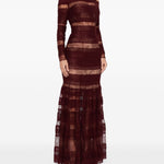 Abito in pizzo con maniche lunghe e spalle scoperte in bordeaux Elie saab - donna 