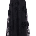 Gonna midi con ricami floreali in nero Elie saab - donna 