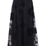Gonna midi con ricami floreali in nero Elie saab - donna 