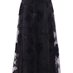 Gonna midi con ricami floreali in nero Elie saab - donna 