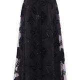 Gonna midi con ricami floreali in nero Elie saab - donna 
