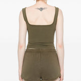 Canotta con scollo quadrato in verde Entire studios- donna 