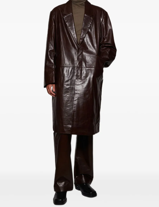 Cappotto monopetto in pelle in marrone Entire Studios - unisex 