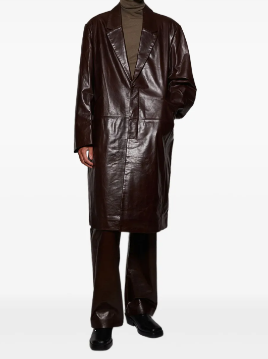 Cappotto monopetto in pelle in marrone Entire Studios - unisex 