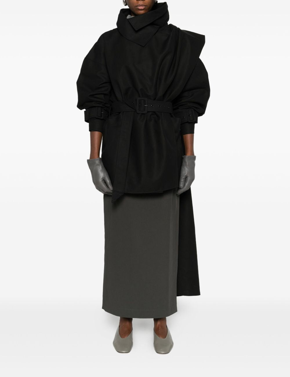 Cappotto con dettaglio sciarpa in nero Entire studios - donna 