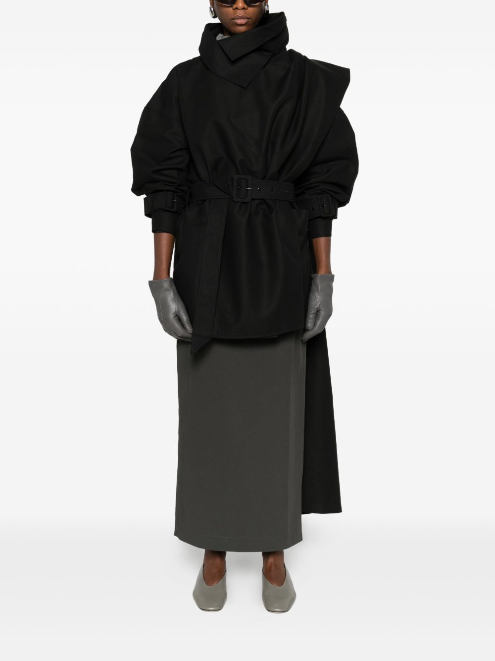 Cappotto con dettaglio sciarpa in nero Entire studios - donna 