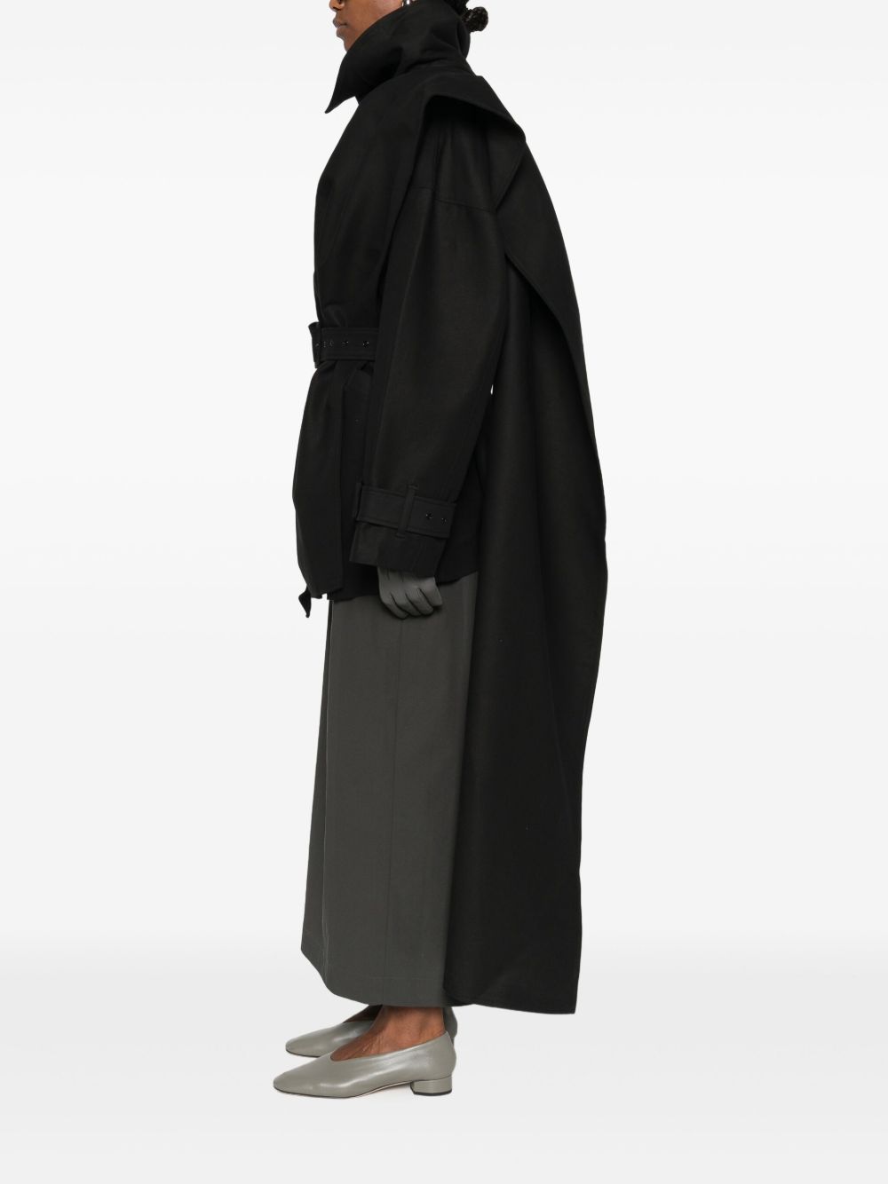 Cappotto con dettaglio sciarpa in nero Entire studios - donna 