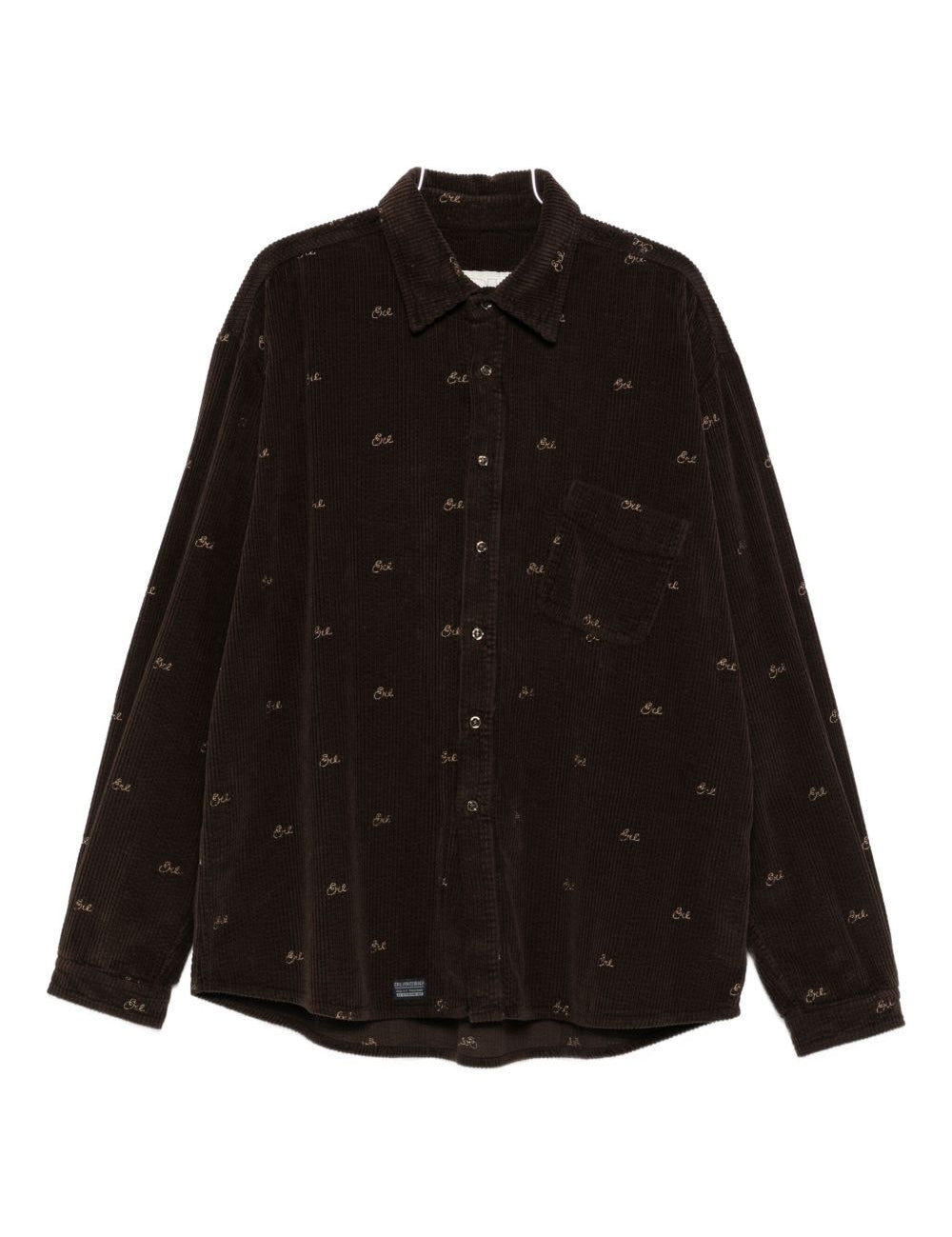 Camicia a coste con ricami  in marrone ERL - uomo 