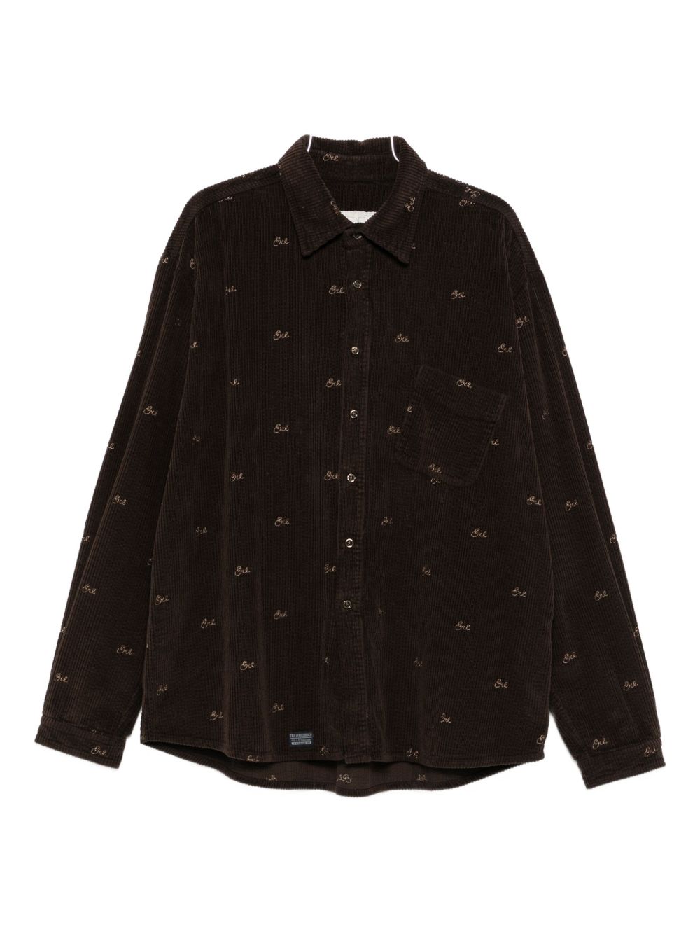 Camicia a coste con ricami  in marrone ERL - uomo 